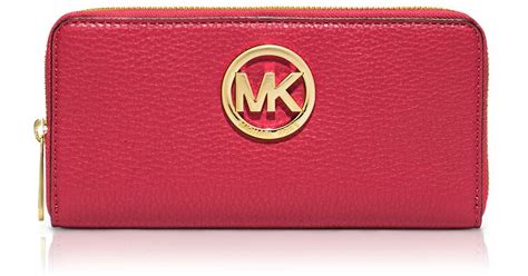 michael kors zipper wallet red gold|michael kors 2 zip wallet.